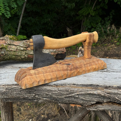 Handcrafted Wooden Axe Display Stand