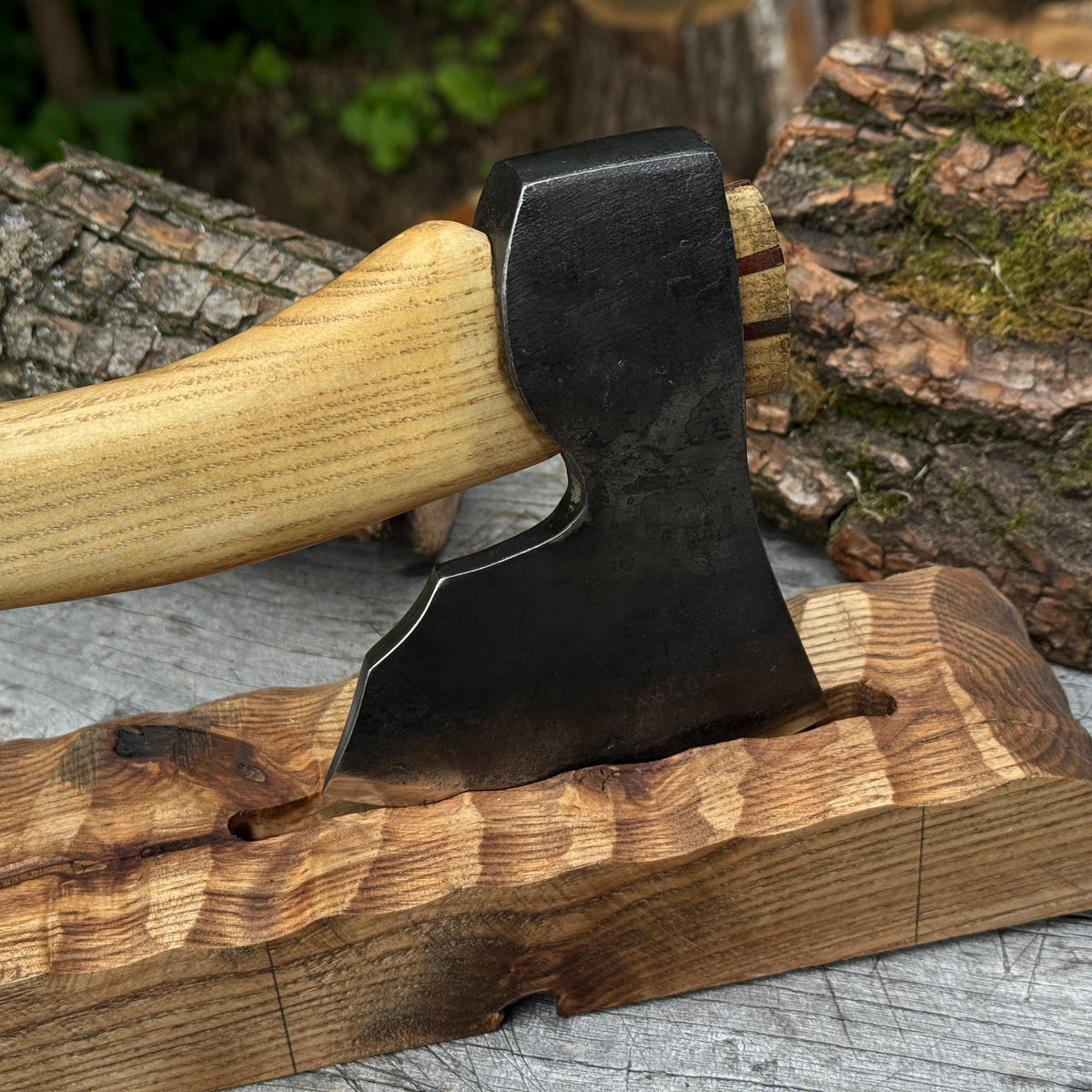 Handcrafted Wooden Axe Display Stand