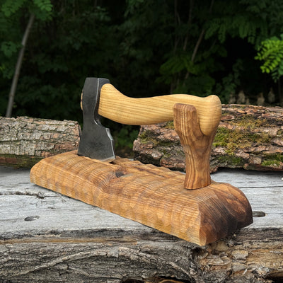Handcrafted Wooden Axe Display Stand