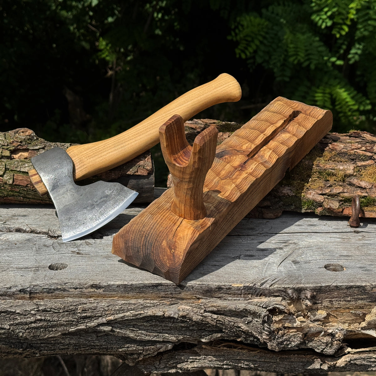 Handcrafted Wooden Axe Display Stand