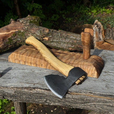 Handcrafted Wooden Axe Display Stand