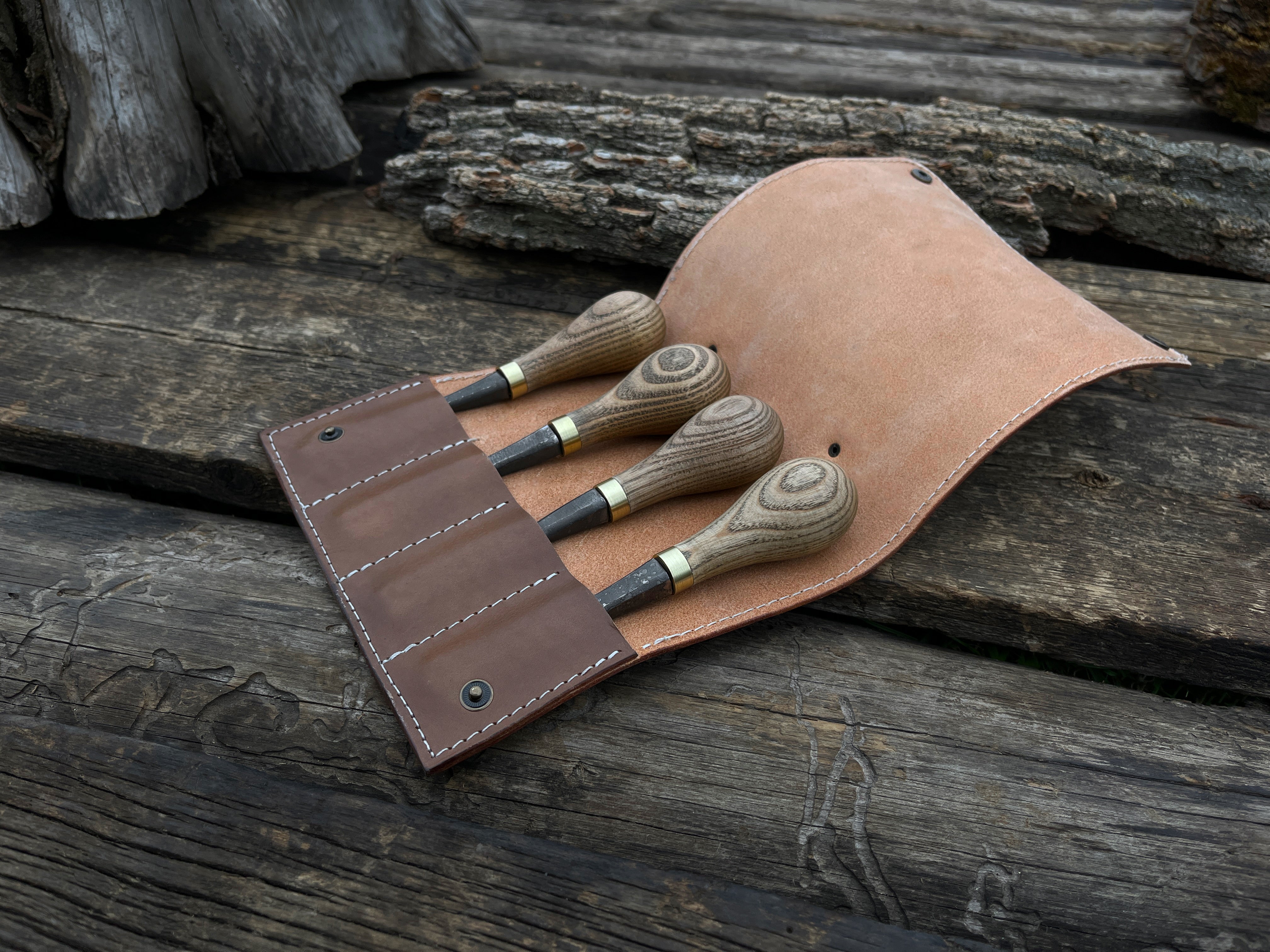 4-Piece Hand-Forged Wood Carving Small Chisel Set - Forged Steel Tools