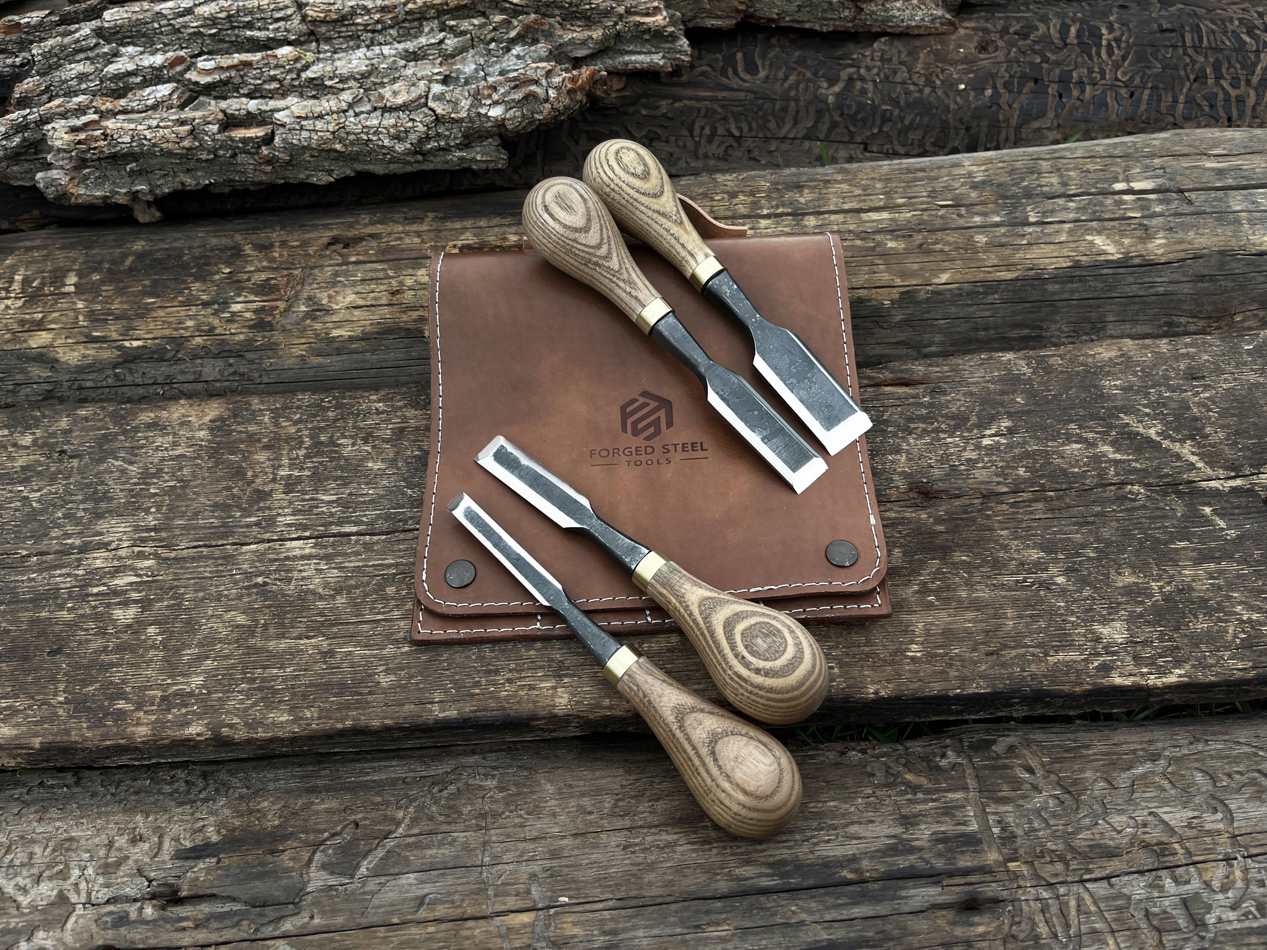 4-Piece Hand-Forged Wood Carving Small Chisel Set - Forged Steel Tools