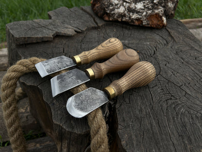 3-Piece Leather Skiving Knife Set - Forged Steel Tools