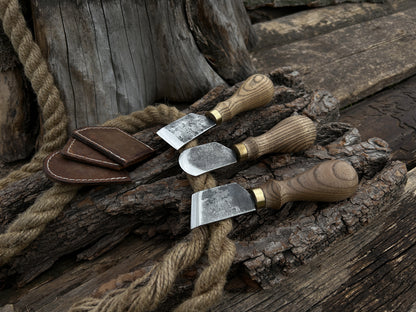 3-Piece Leather Skiving Knife Set - Forged Steel Tools