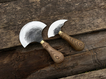 2-Piece Hand-Forged Rounded Leather Knife Set - Forged Steel Tools