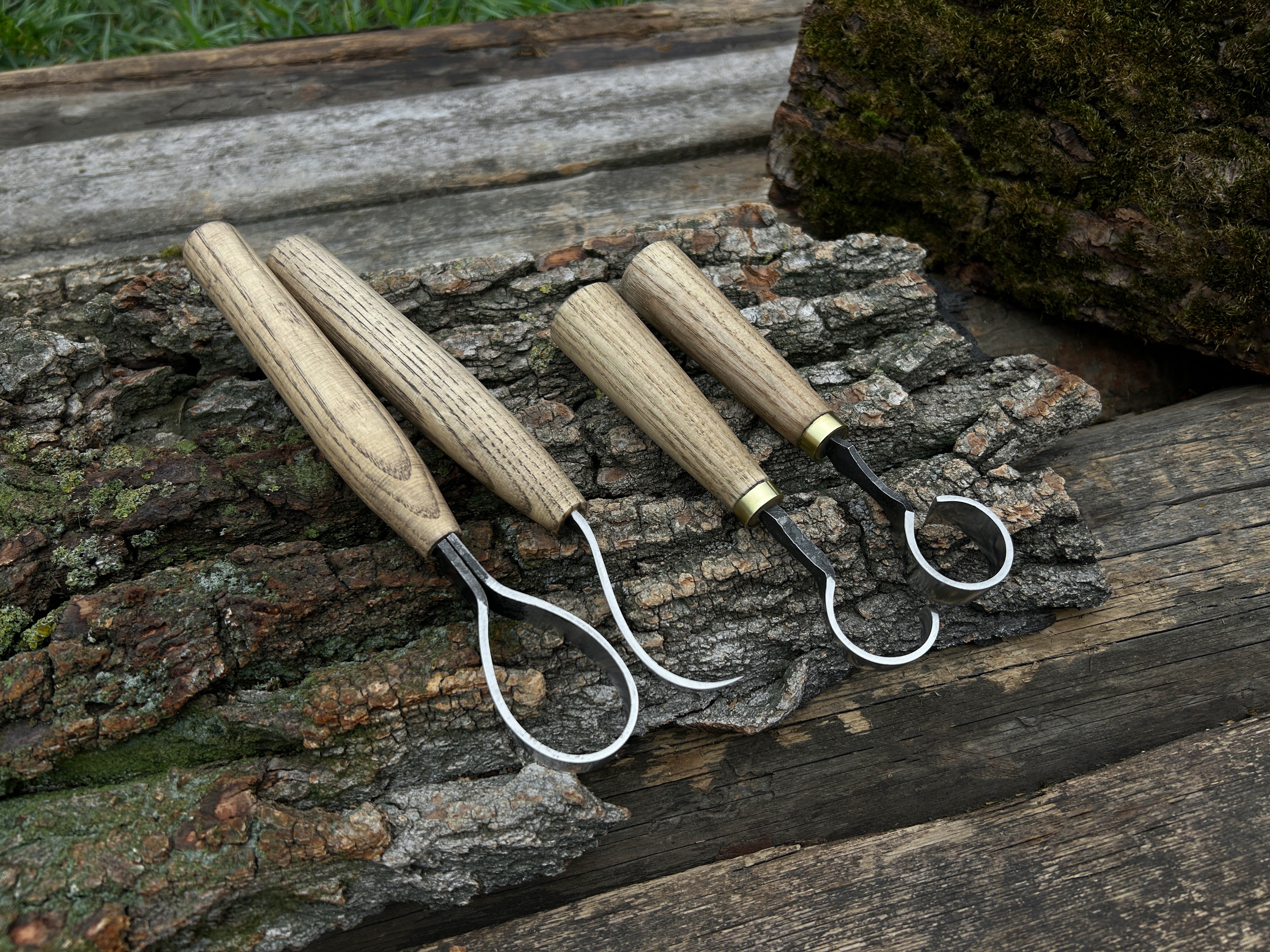 4-Piece Hand-Forged Wood Carving Knife Set - Forged Steel Tools