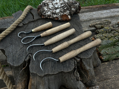 5-Piece Hand-Forged Wood Carving Knife Set - Forged Steel Tools