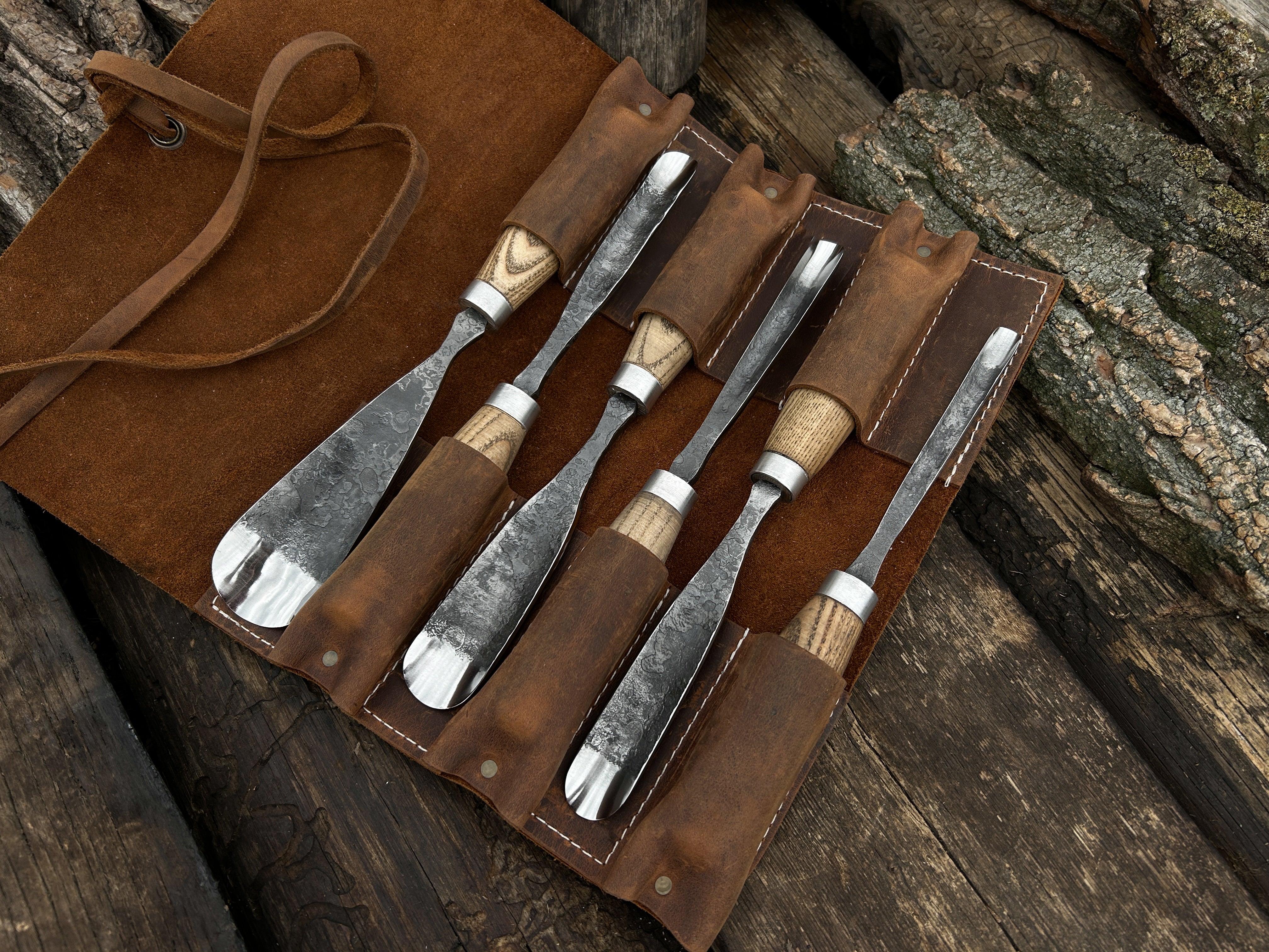 6-Piece Hand-Forged Straight Rounded Chisel Set - Forged Steel Tools