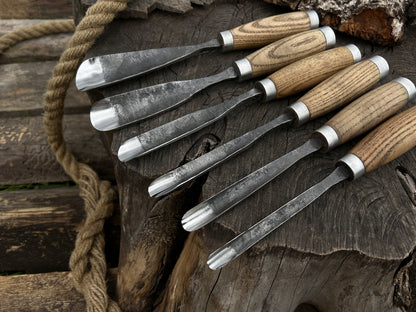 6-Piece Hand-Forged Straight Rounded Chisel Set - Forged Steel Tools