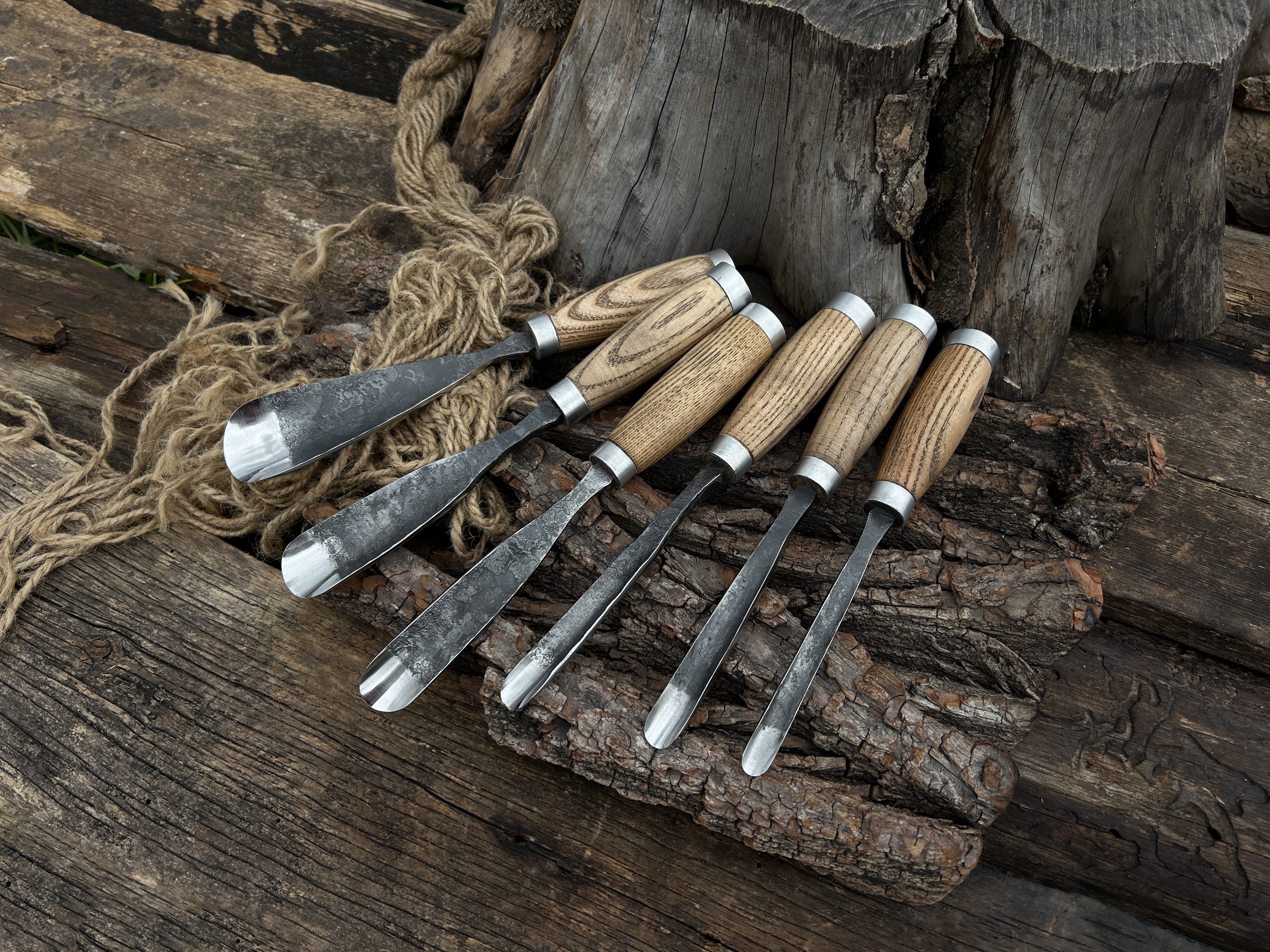 6-Piece Hand-Forged Straight Rounded Chisel Set - Forged Steel Tools