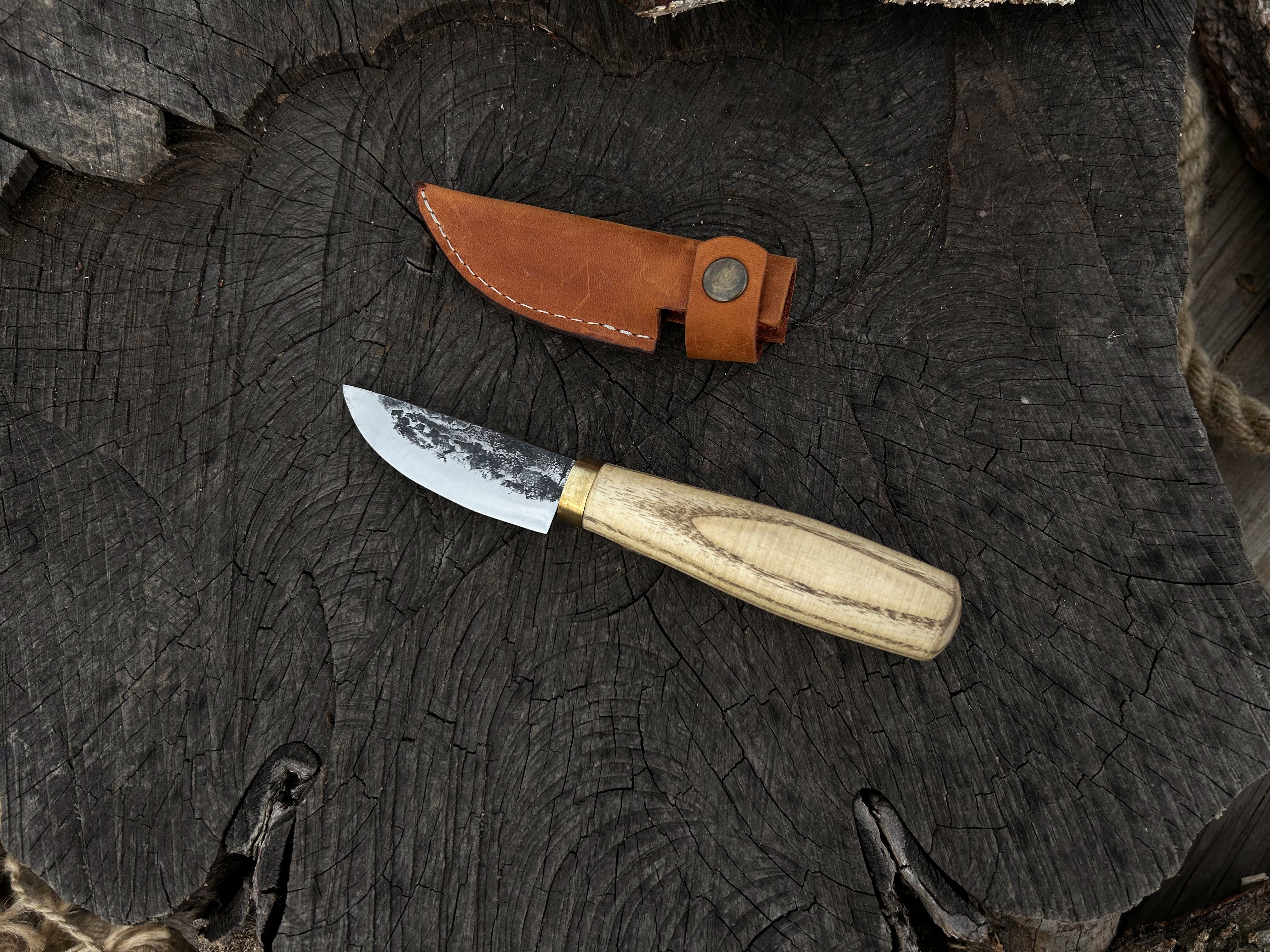 Hand-Forged Bushcraft Knife, 7 cm (2.8 inches) - Forged Steel Tools