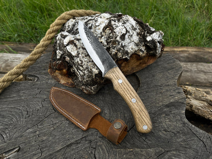 Hand-Forged Bushcraft Knife, 10 cm (3.9 inches) - Forged Steel Tools