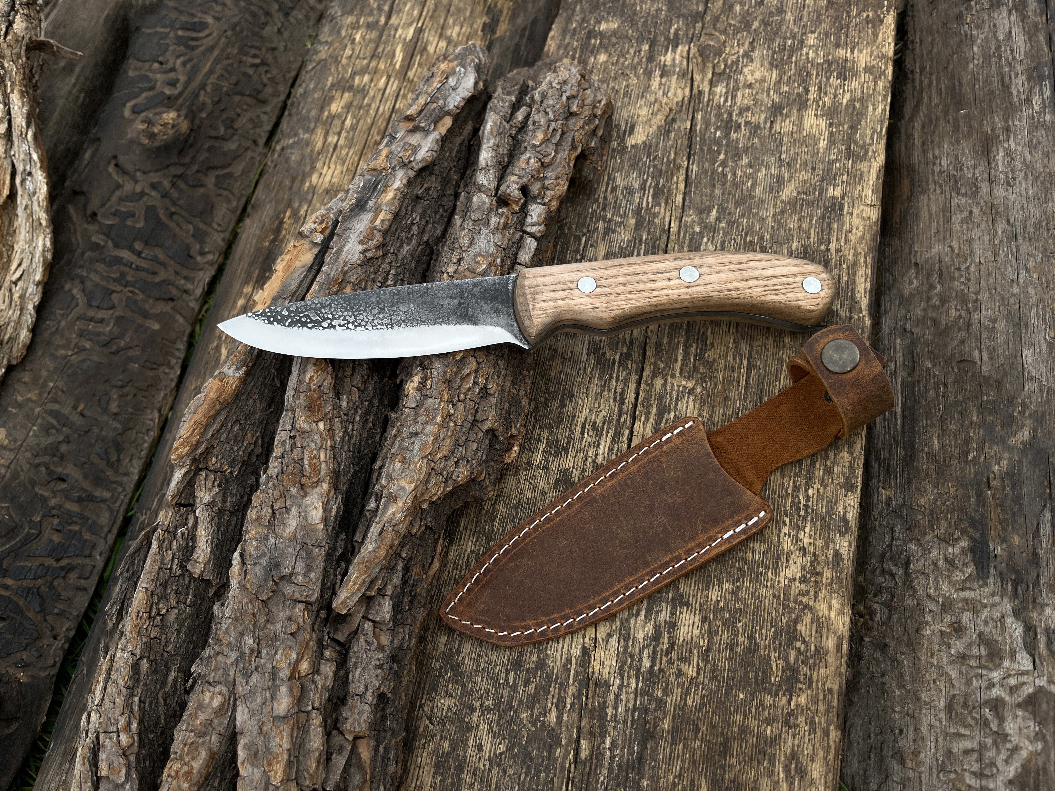 Hand-Forged Bushcraft Knife, 10 cm (3.9 inches) - Forged Steel Tools