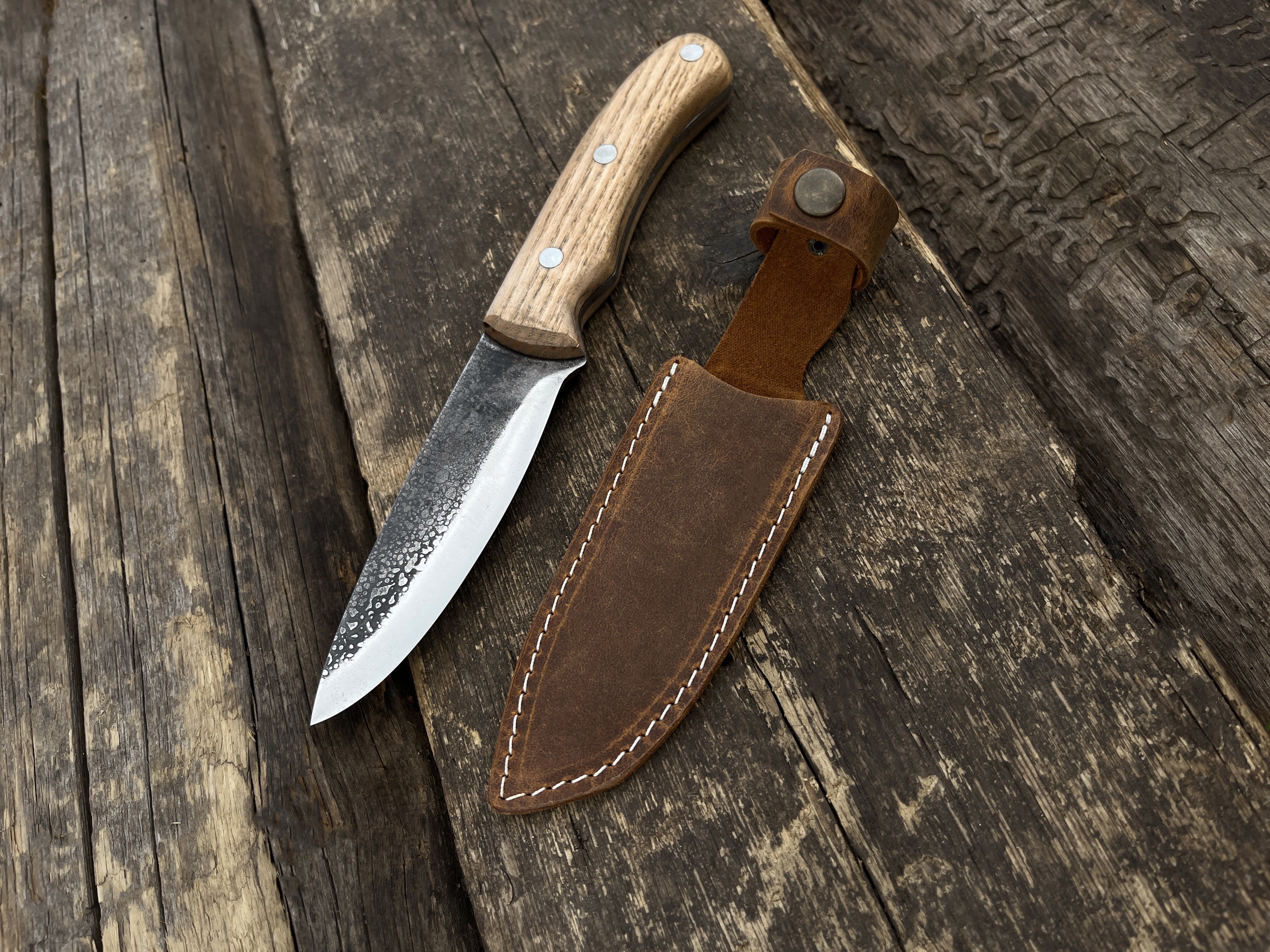 Hand-Forged Bushcraft Knife, 10 cm (3.9 inches) - Forged Steel Tools