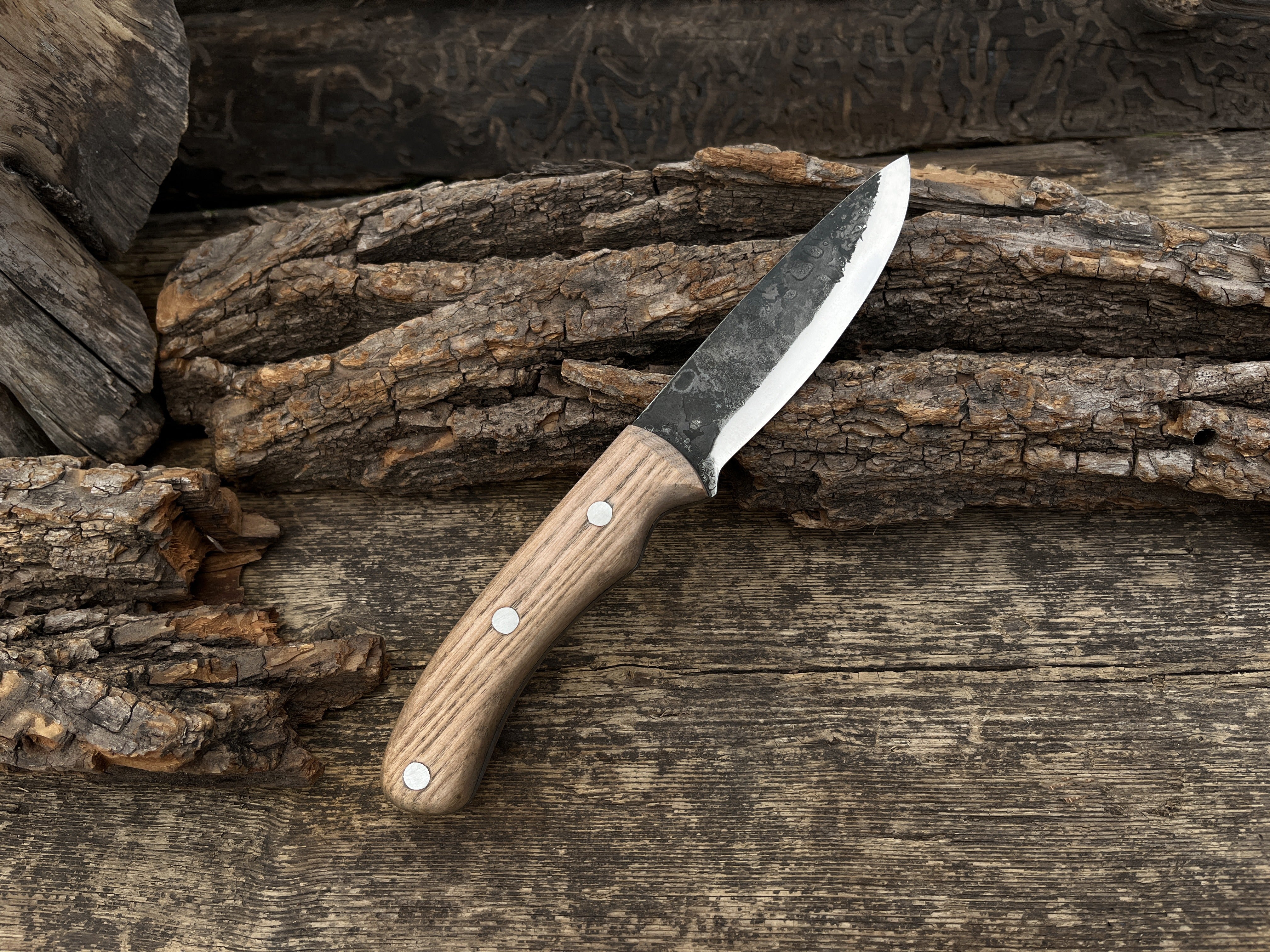 Hand-Forged Bushcraft Knife, 10 cm (3.9 inches) - Forged Steel Tools