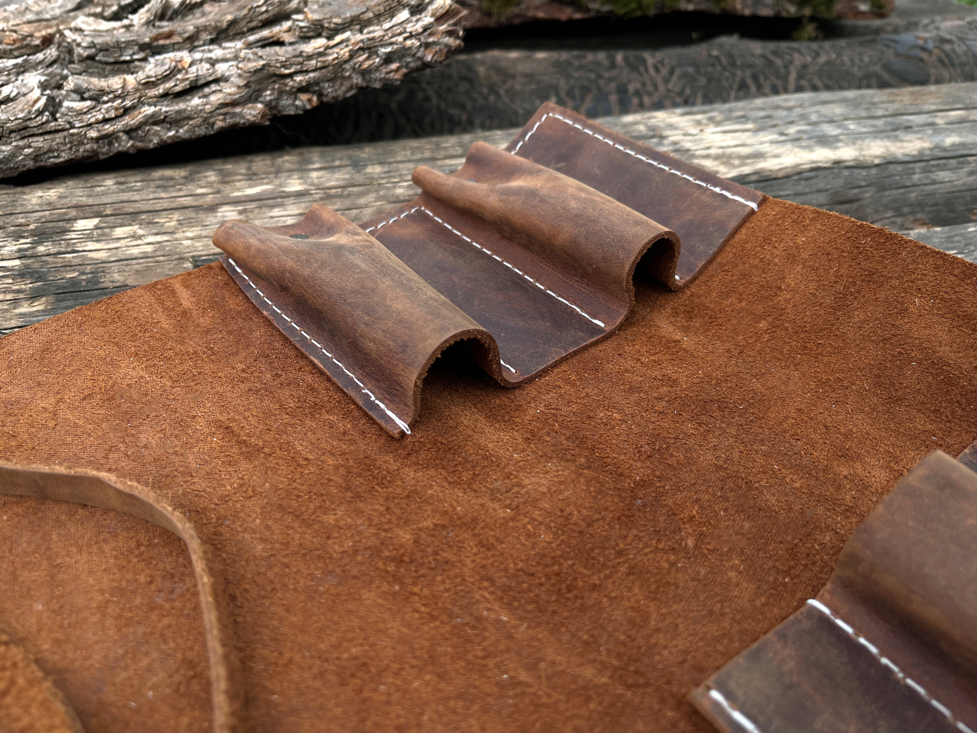 Leather Tool Roll 4 Pockets - Forged Steel Tools