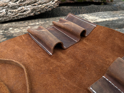 Leather Tool Roll 4 Pockets - Forged Steel Tools