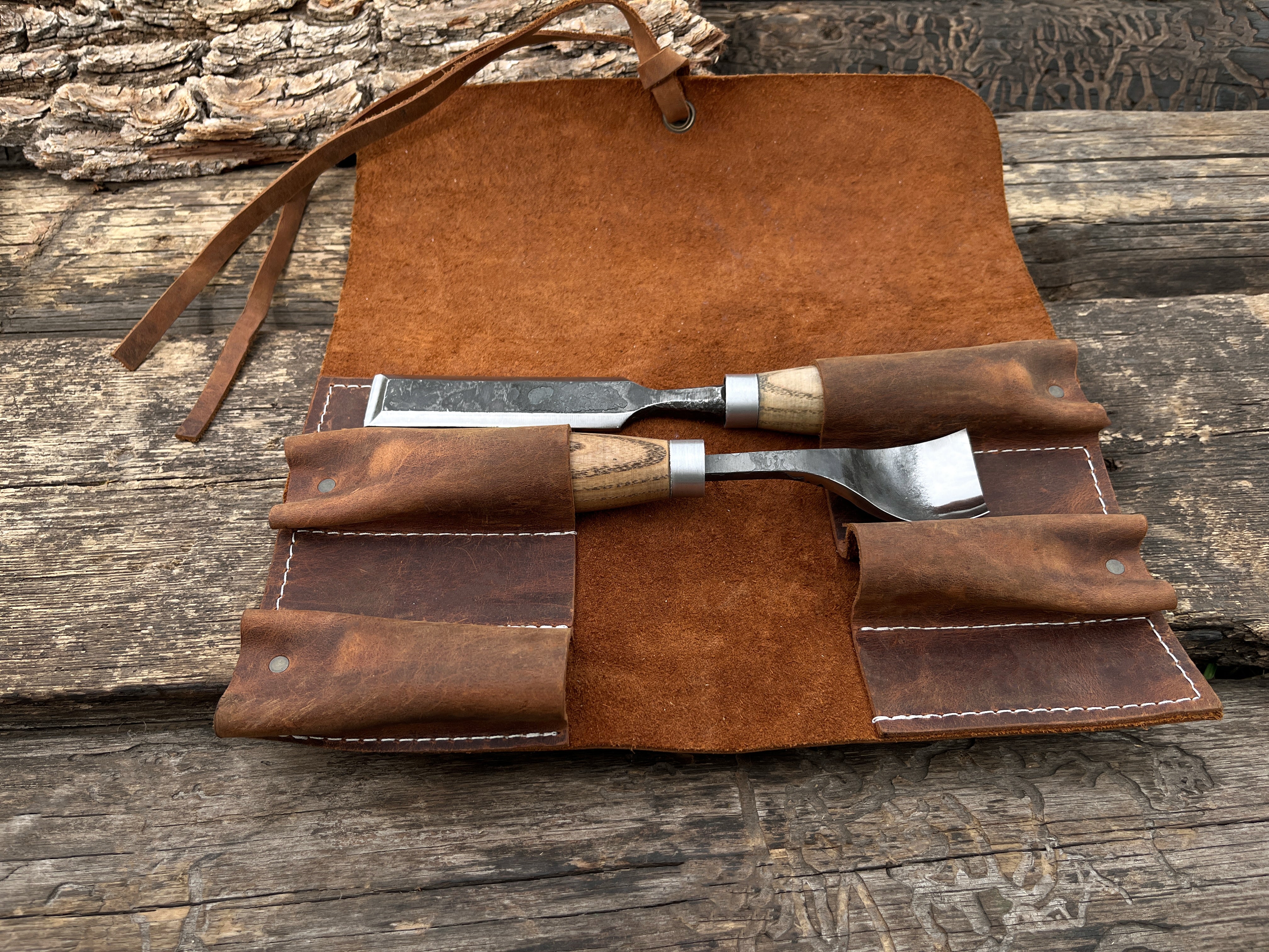 Leather Tool Roll 4 Pockets - Forged Steel Tools