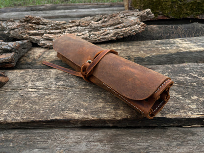 6 Pocket Leather Tool Roll