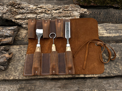 6 Pocket Leather Tool Roll