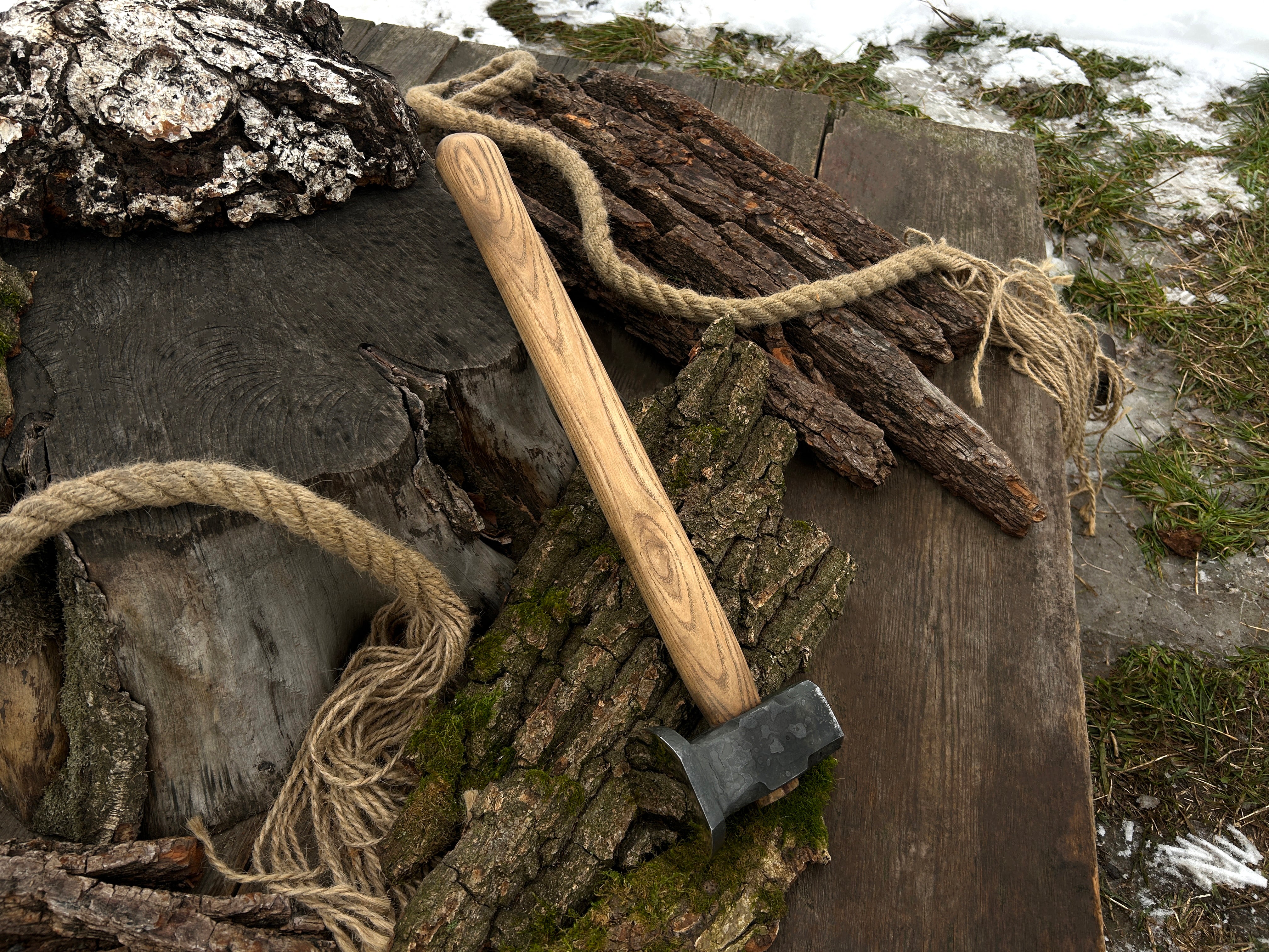 Hand-Forged Double Blacksmith's Hammer, 1.5 kg (3.3 lbs) - Forged Steel Tools