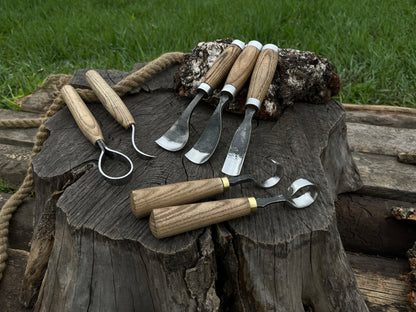 7-Piece Hand-Forged Wood Carving Tool Set - Forged Steel Tools