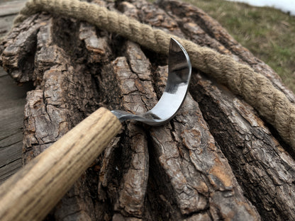 Hand-Forged Large Spoon Carving Hook Knife, ⌀6 cm (2.3 inches) - Forged Steel Tools