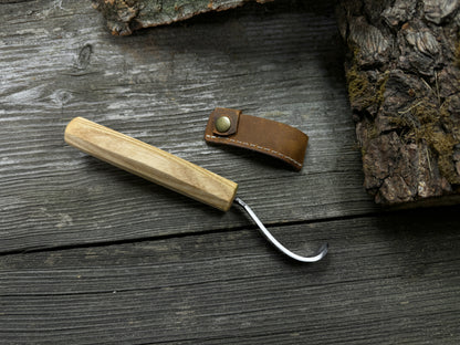 Handgeschmiedetes Löffelschnitzmesser mit Haken, ⌀3 cm (1,2 Zoll)