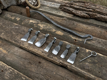 Hand-Forged Stock Knife with Attachments - Forged Steel Tools