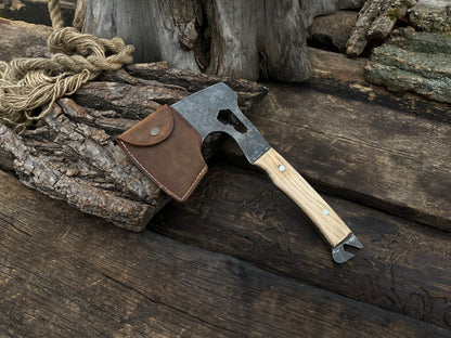 9.4" Hand-Forged Camping Axe, 0.64 kg (1.4 lbs) - Forged Steel Tools