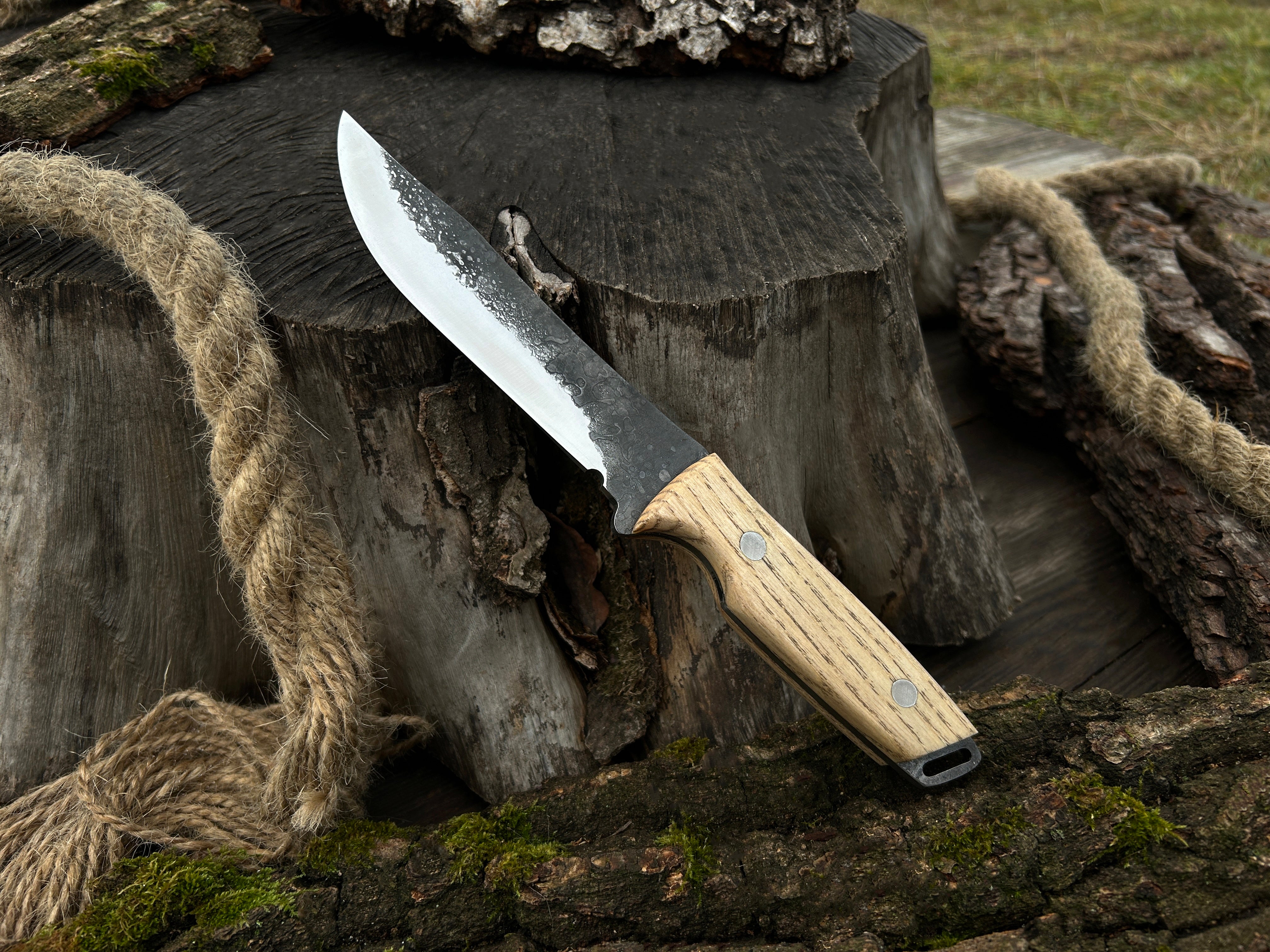 Hand-Forged Bushcraft Knife, 11.5 cm (4.5 inches) - Forged Steel Tools