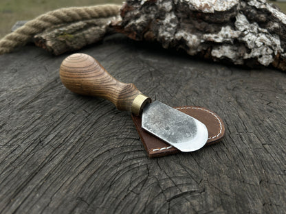 Hand-Forged Rounded Leather Skiving Knife, 3 cm (1.1 inches) - Forged Steel Tools