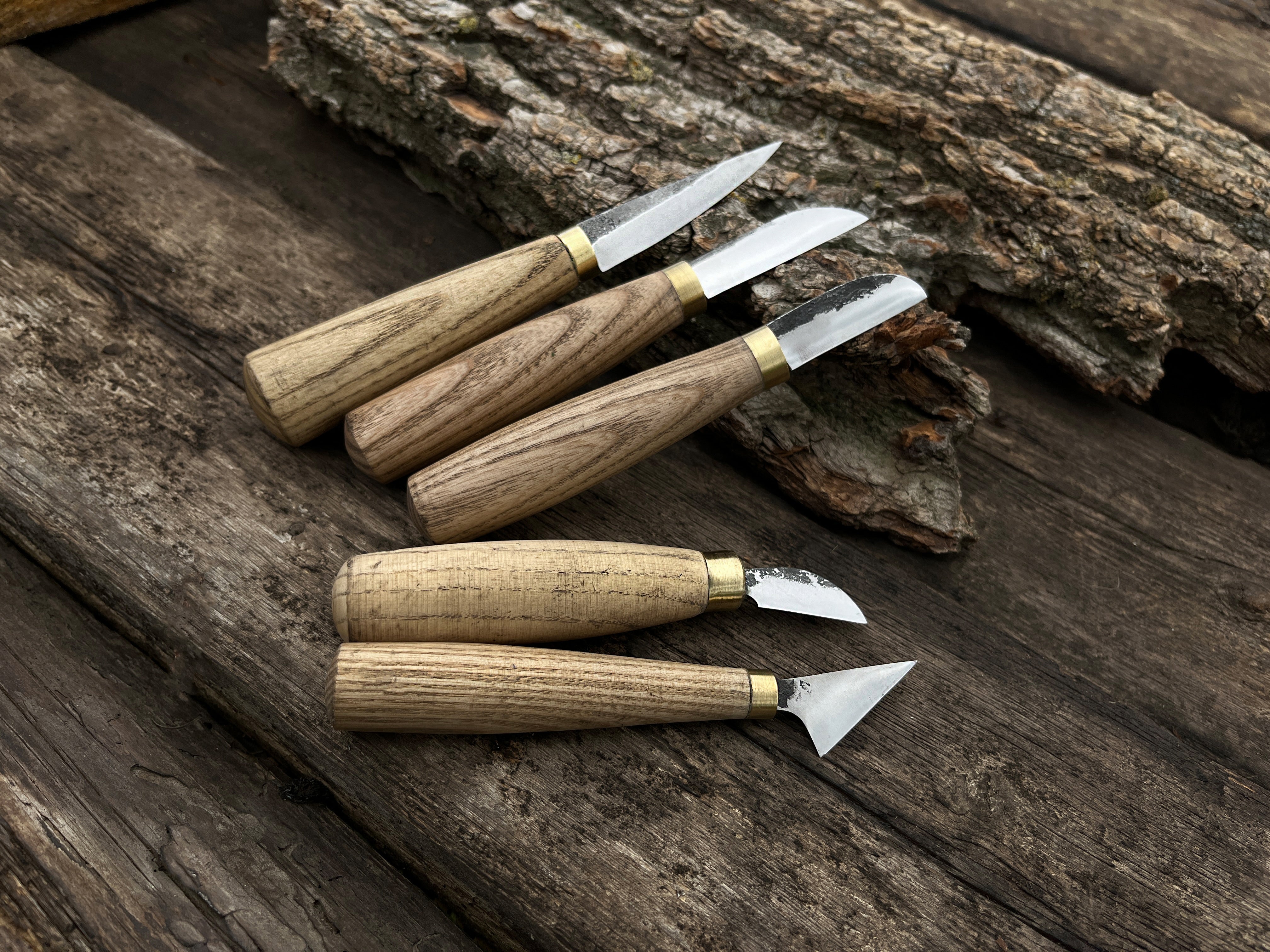 5-Piece Hand-Forged Wood Carving Knife Set - Forged Steel Tools