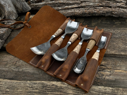 6-Piece Hand-Forged Bent Gouge Set - Forged Steel Tools