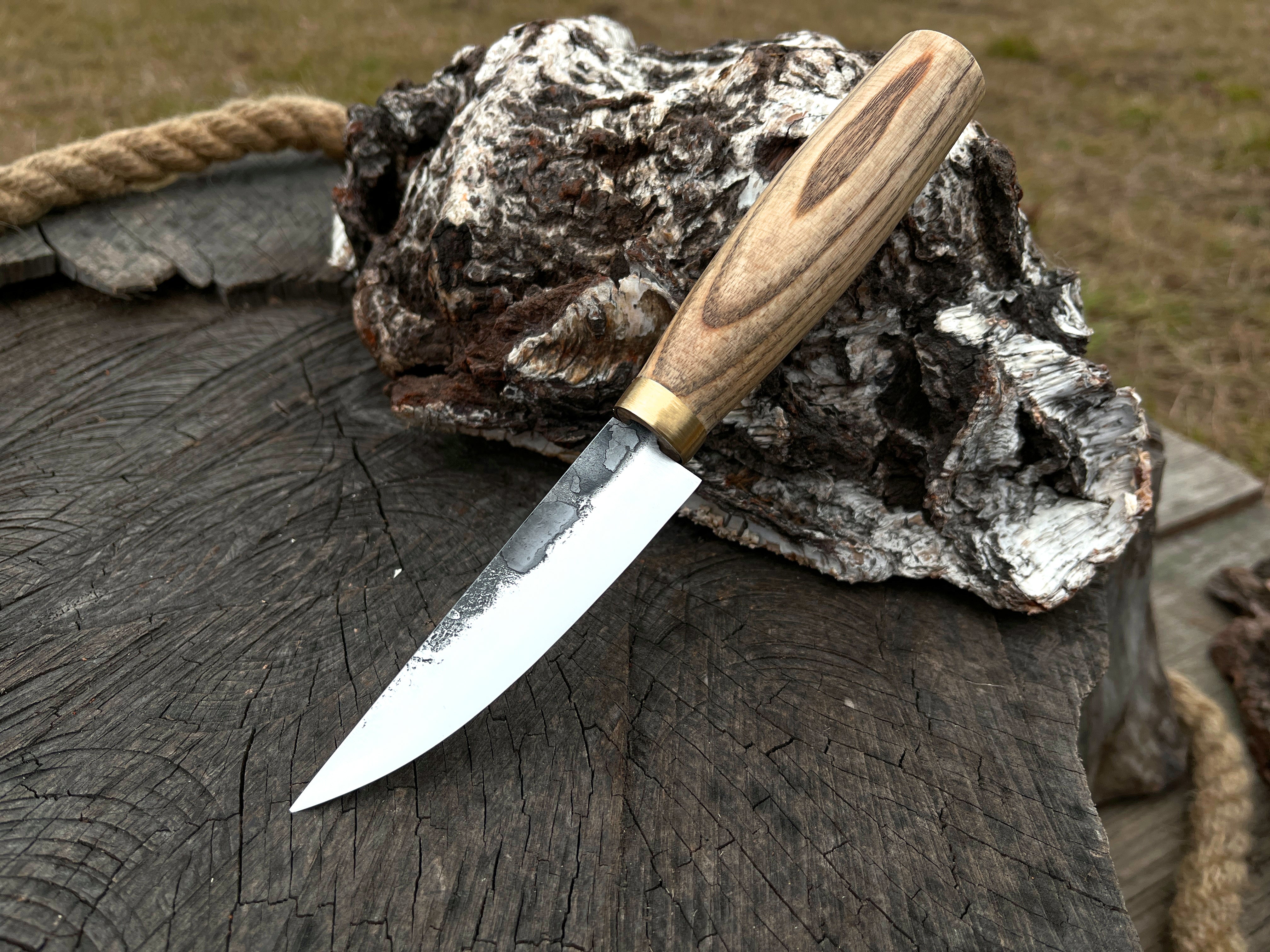 Hand-Forged Bushcraft Knife, 10 cm (3.9 inches) - Forged Steel Tools