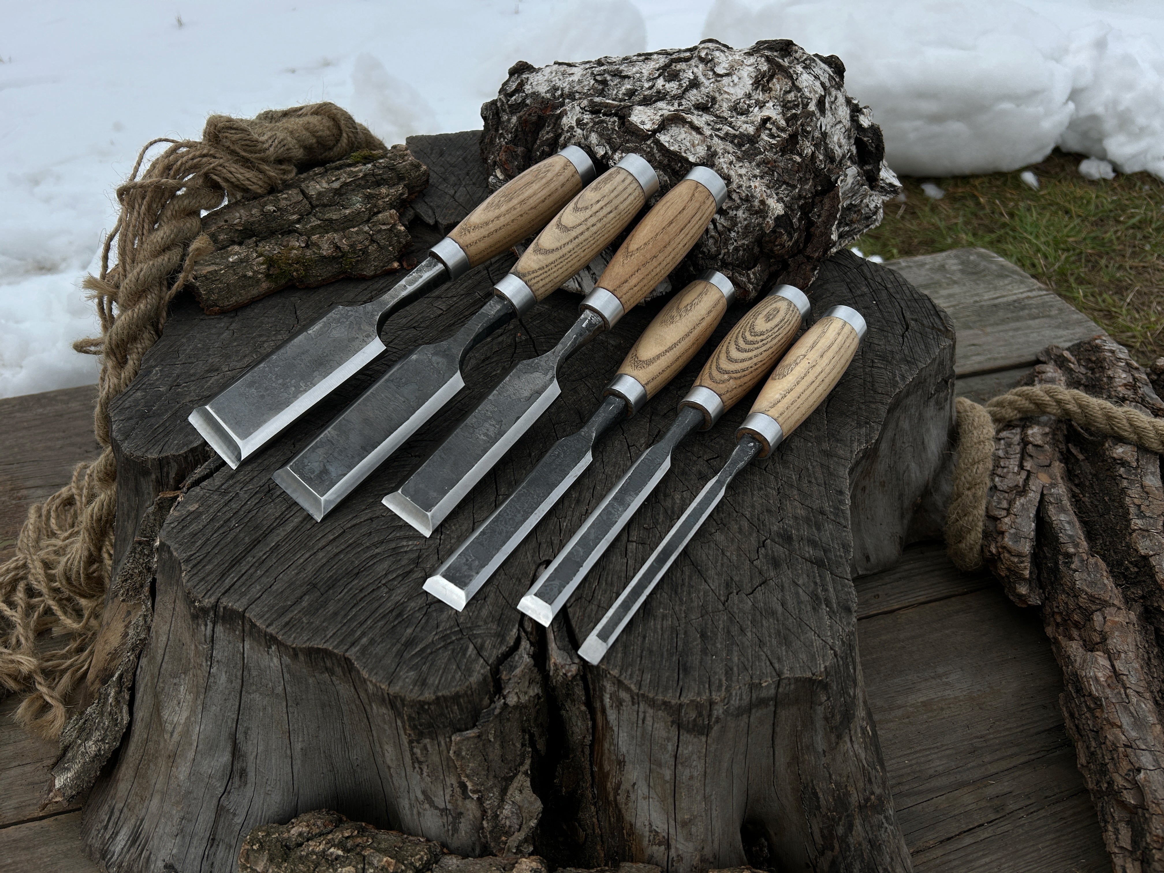 6-Piece Hand-Forged Wood Carving Chisel Set - Forged Steel Tools