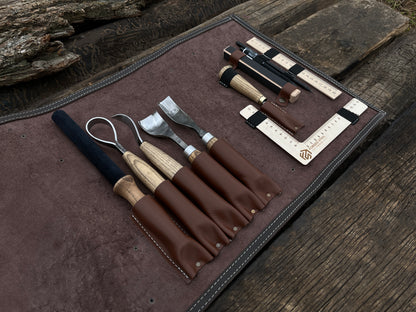 Wood Carving Tool Kit in Leather Case - Forged Steel Tools