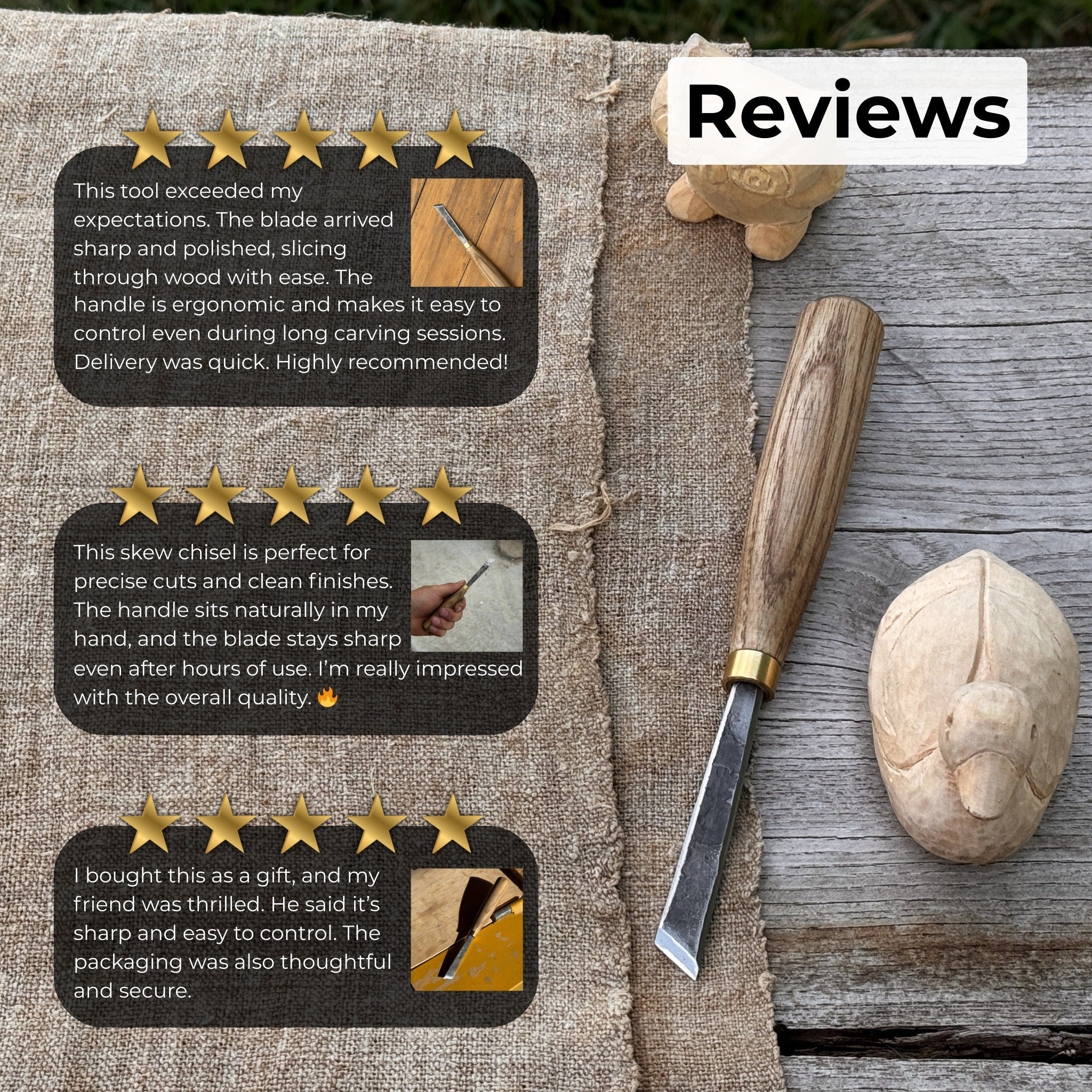 Angled Bevel Carving Chisel – 10 mm (0.39 inches) - 9