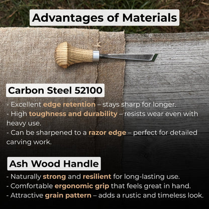Angled Bevel Carving Chisel with Palm Handle – 10 mm (0.39 inches) - 4