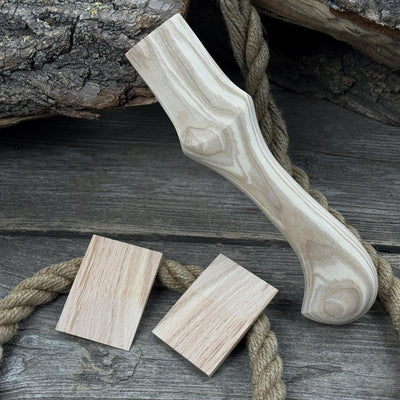 Ash Wood Handle for Adze or Axe, 23 cm (9.06 inches) with Red Oak Wedges - 3