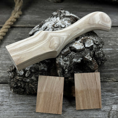 Ash Wood Handle for Adze or Axe, 23 cm (9.06 inches) with Red Oak Wedges - 6