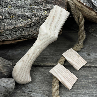 Ash Wood Handle for Adze or Axe, 23 cm (9.06 inches) with Red Oak Wedges - 1