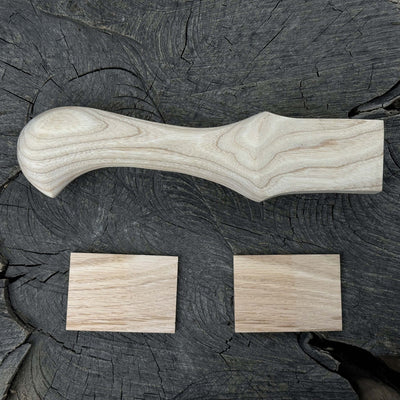 Ash Wood Handle for Adze or Axe, 23 cm (9.06 inches) with Red Oak Wedges - 10