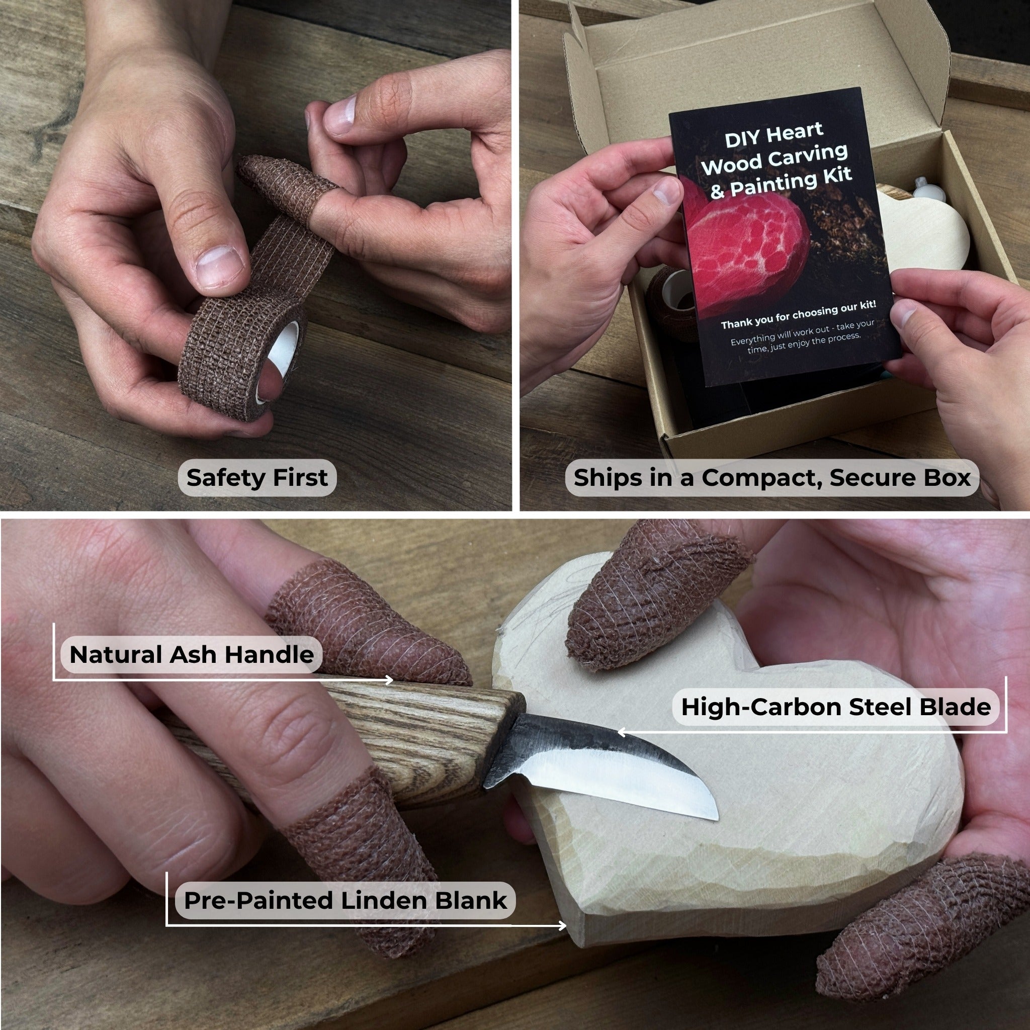 Beginner Heart Wood Carving & Painting Kit — Complete DIY Hobby Set for Adults and Kids - 3