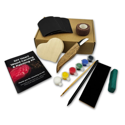 Beginner Heart Wood Carving & Painting Kit — Complete DIY Hobby Set for Adults and Kids - 1