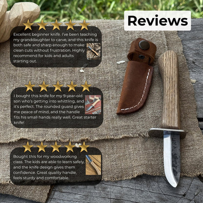 Beginner’s Woodcarving Knife with Leather Sheath, 6 cm (2.36 inches) - 9