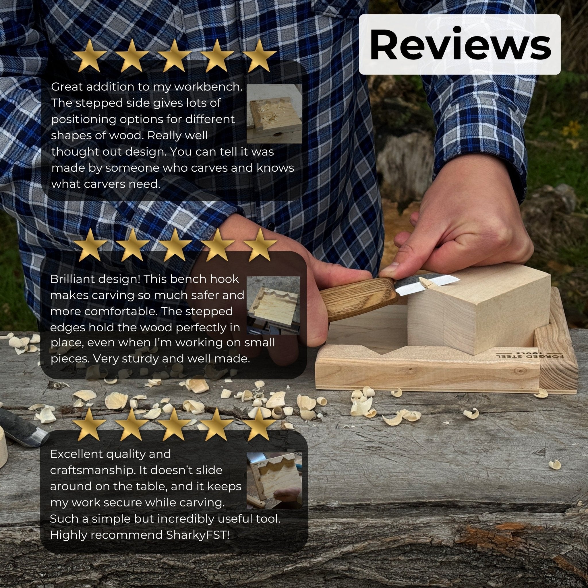 Bench Hook for Wood Carving and Chiseling – Handcrafted Wooden Work Support - 6