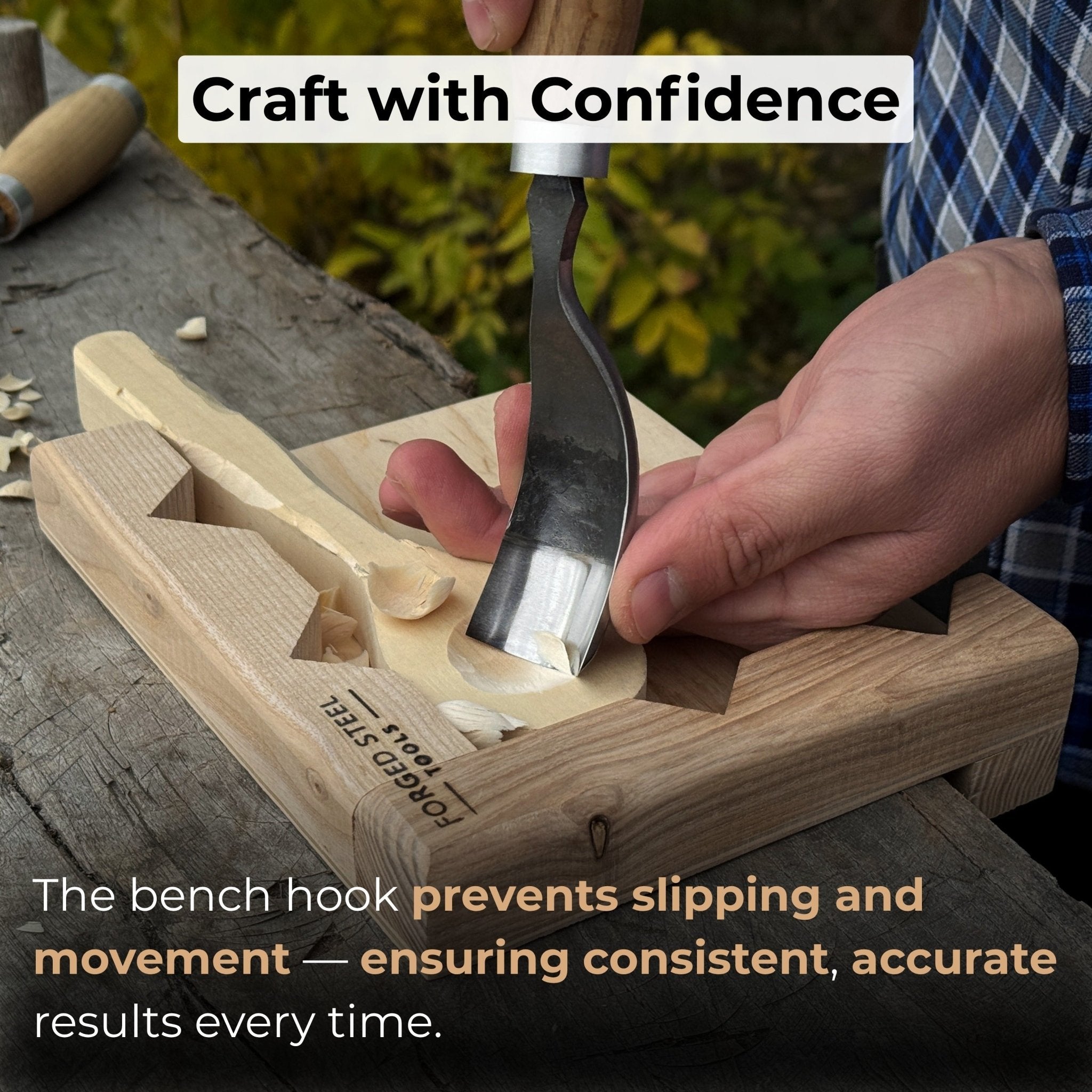 Bench Hook for Wood Carving and Chiseling – Handcrafted Wooden Work Support - 5