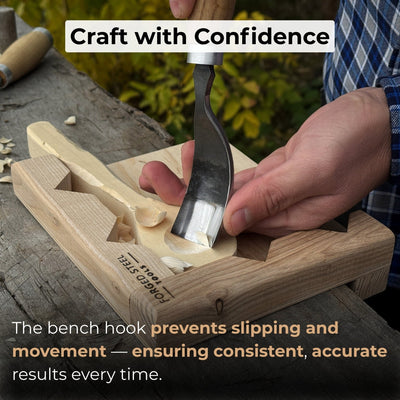 Bench Hook for Wood Carving and Chiseling – Handcrafted Wooden Work Support - 5